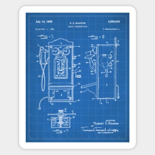 Phone Patent - Telephone Hallway Home Decor Art - Blueprint Sticker